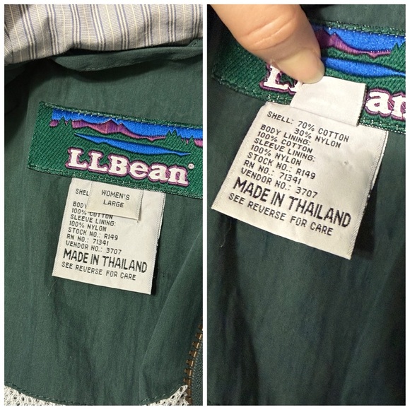 LL Bean Hooded Parka Rain Jacket Waterproof Green Lined Womens Vintage Size L - Picture 14 of 17